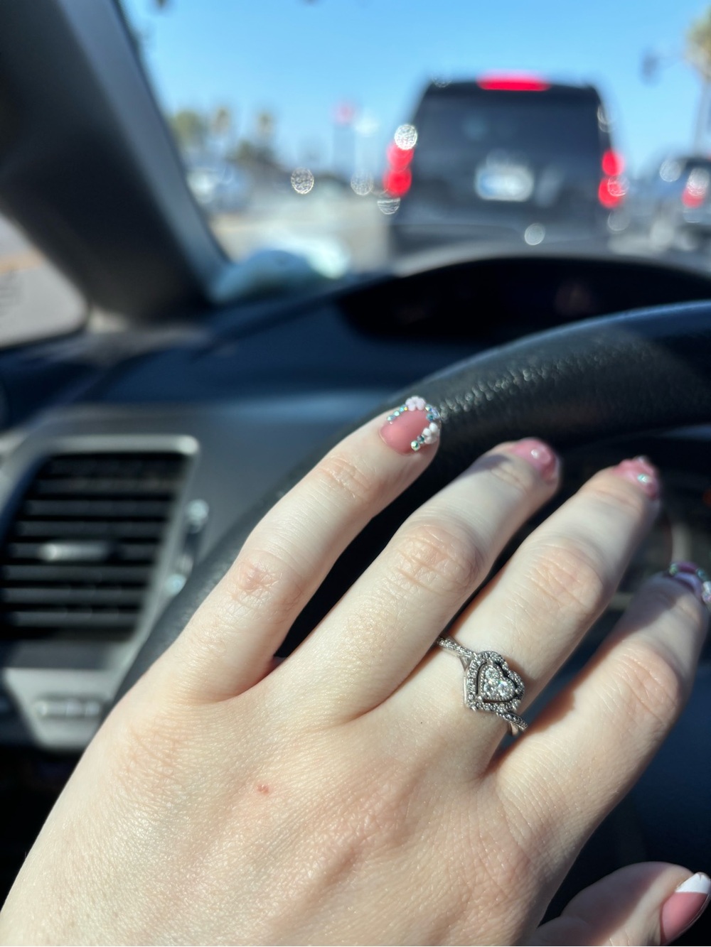 Kay Jewelers Silver Heart Halo Diamond Ring with White Accents